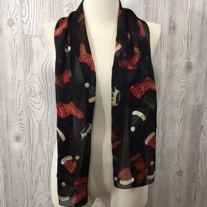 𝅺ECHO Sheer Black Christmas Scarf Wrap 57”x11”